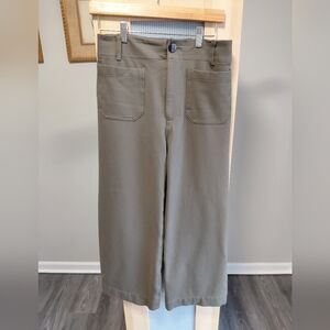 Anthropologie Maeve 'The Colette' Cropped Wide Leg Pants in Olive Green